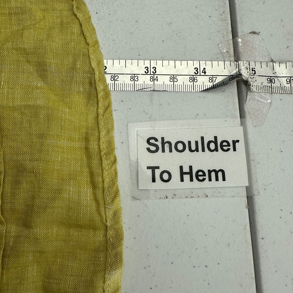Womens Minimalist Linen Tunic Top Size 1X Earthy Chartreuse Relaxed Summer - Picture 7 of 8
